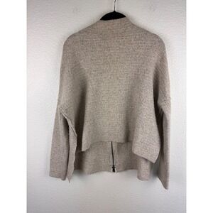 Free People Mock Neck Zip Front Tassel Detail Oversized Knit Sweater Beige XS